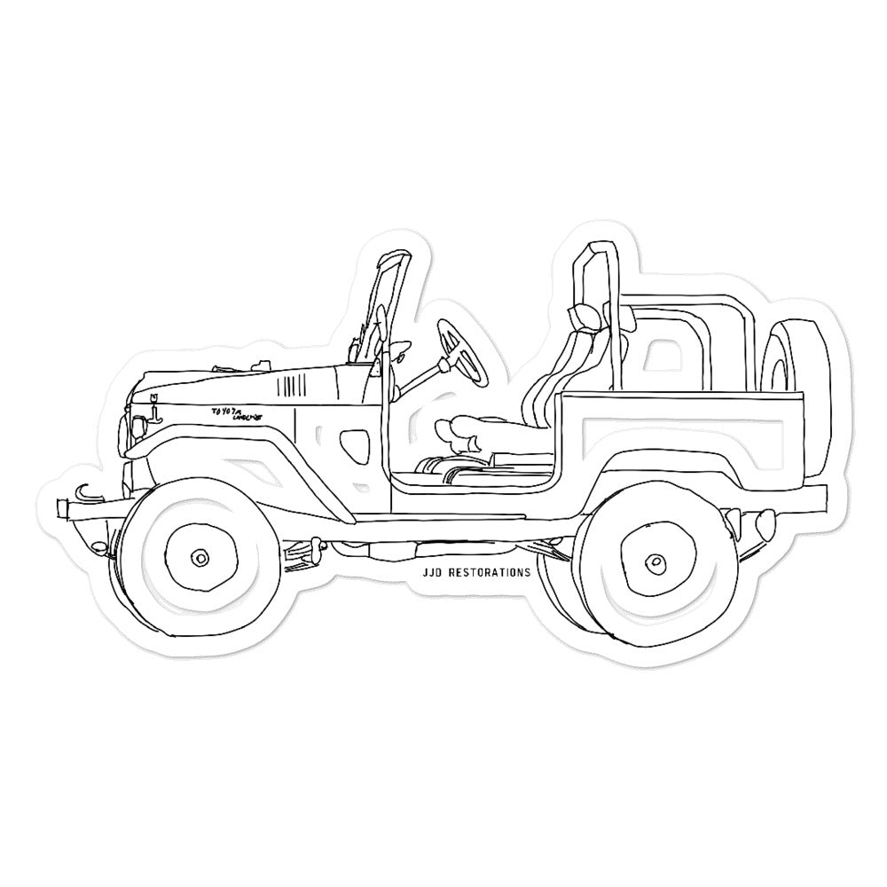 FJ40 Side View Top Off Sticker