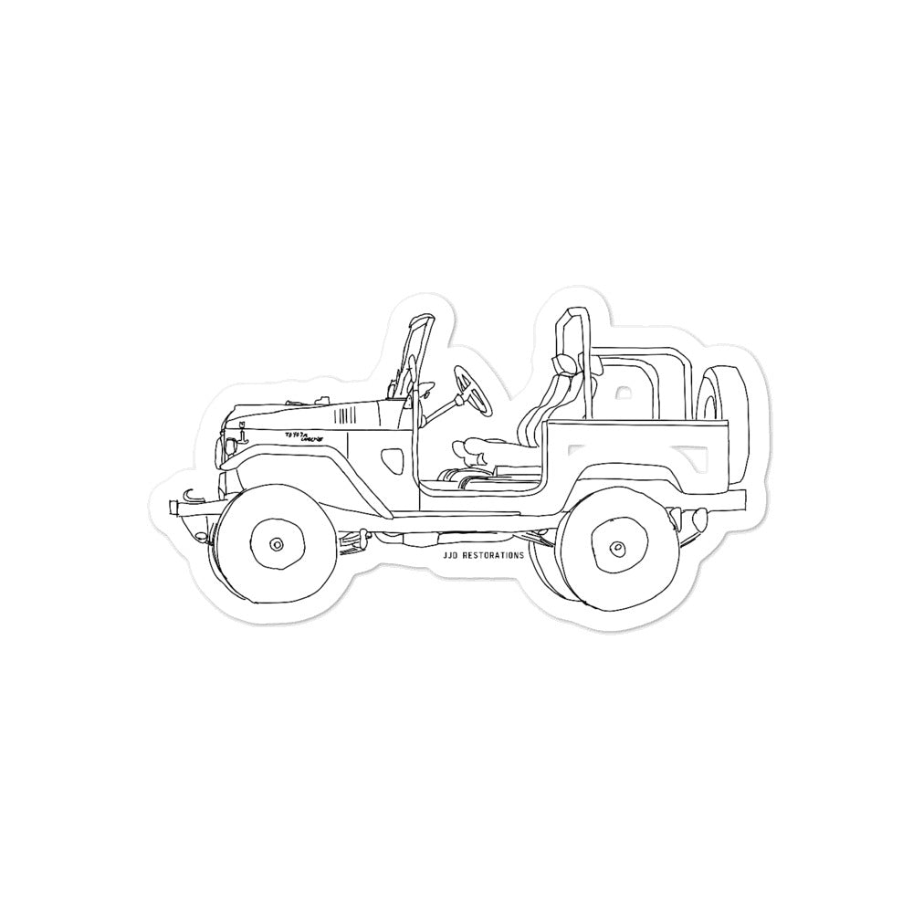 FJ40 Side View Top Off Sticker