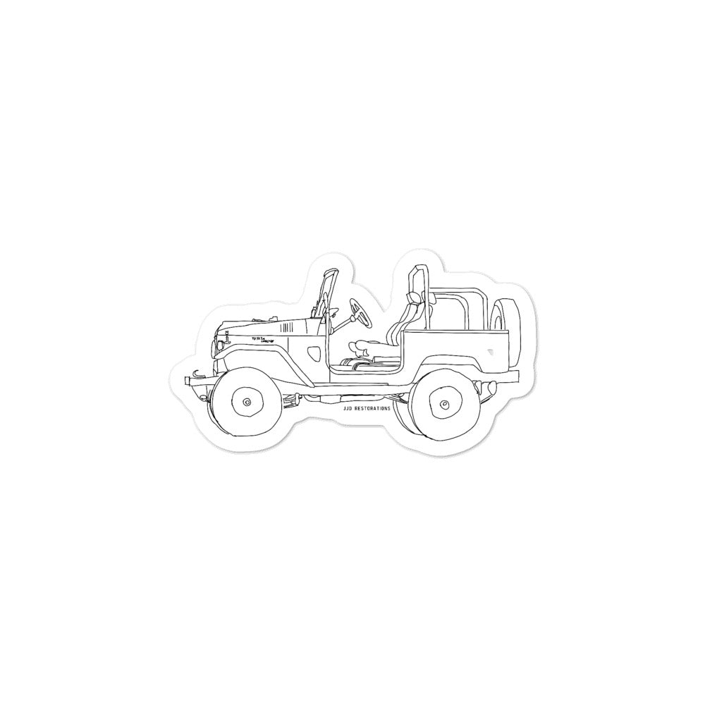 FJ40 Side View Top Off Sticker