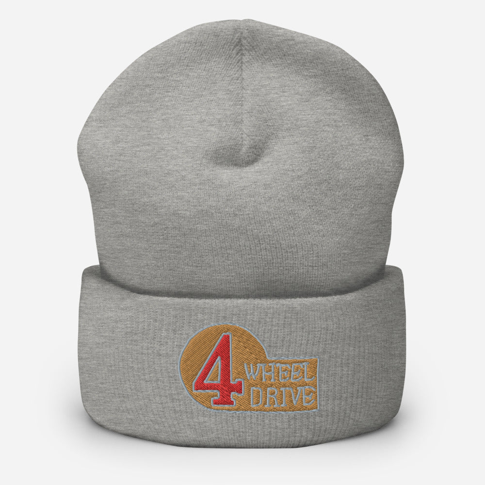 4 Wheel Drive Embroidered Cuffed Beanie 3D Puff